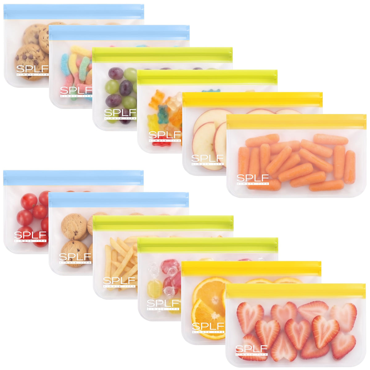 SPLF 6 Pack Reusable Gallon Freezer Bags Dishwasher Safe, Gray