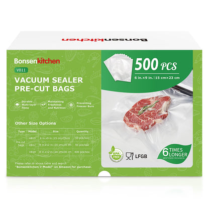 Bonsenkitchen Vacuum Sealer Bags, 150 Count, BPA Free, Food Storage