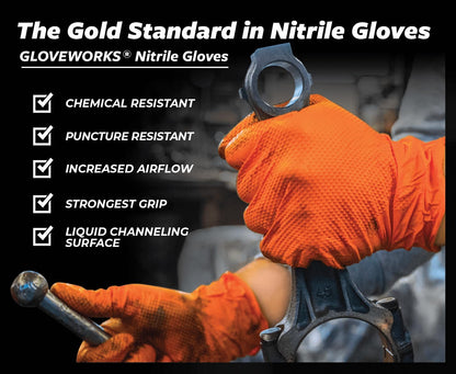 GLOVEWORKS Nitrile Gloves Disposable Orange 8 mil