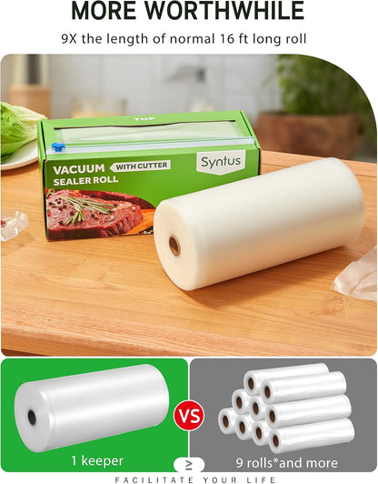 Syntus 11" x 150' Vacuum Sealer Bags Rolls Keeper with Cutter Dispenser