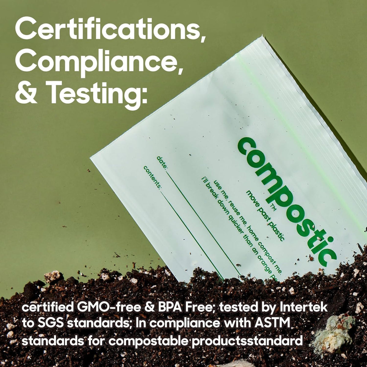 Compostic Compostable Sandwich, Snack, Gallon, Quart Bags Variety, 290 Ct