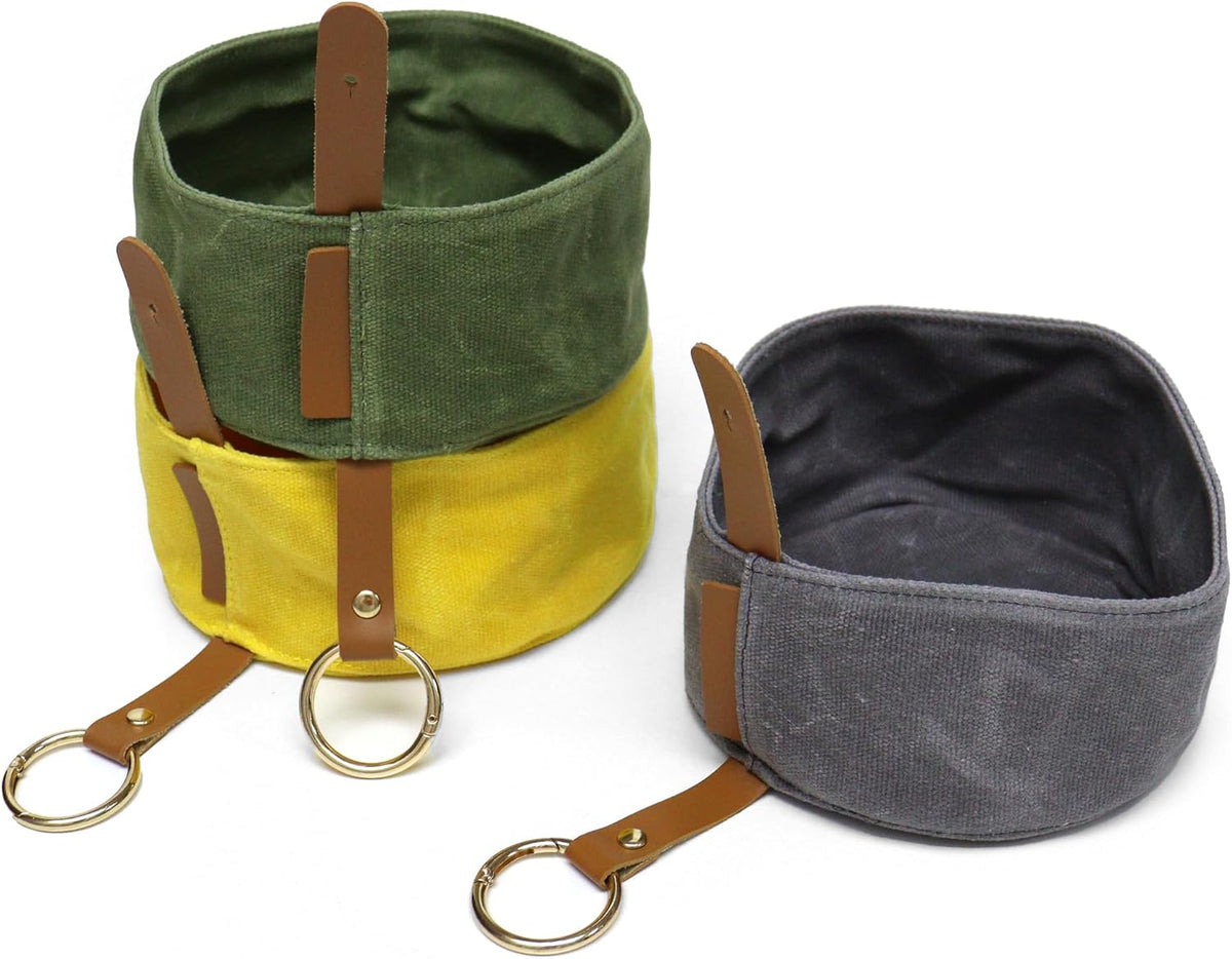 Waxed Canvas Foldable Dog Bowl (Yellow)