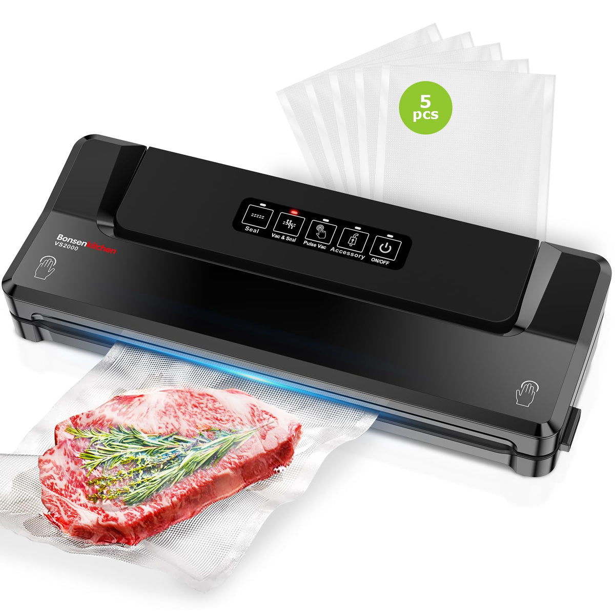 Bonsenkitchen Vacuum Sealer Machine, Multiple Modes For Meal Prep,Silver