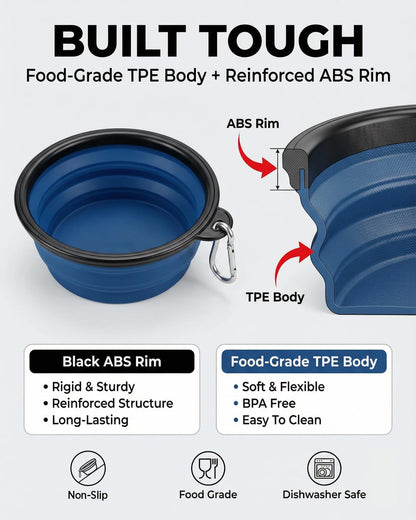 Rest-Eazzzy Collapsible Dog Bowls, 2 Pack Sturdy Portable Dog Water Bowls