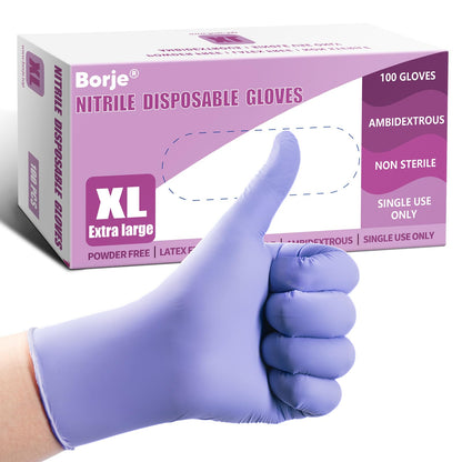 Borje Nitrile Gloves XL, 100 Count Disposable Gloves, Black, Latex-Free Powder-Free, Medical Exam, Food Safe, Cleaning, Cooking
