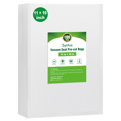 Syntus 100 Pcs Vacuum Sealer Bags for Food, 8x12+11x16, BPA Free