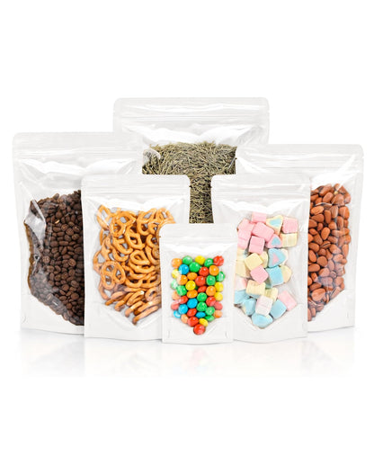 FireKylin 100 Pcs Resealable Bags, Clear Front Pouches, Brown, 4.7" x 7.9"