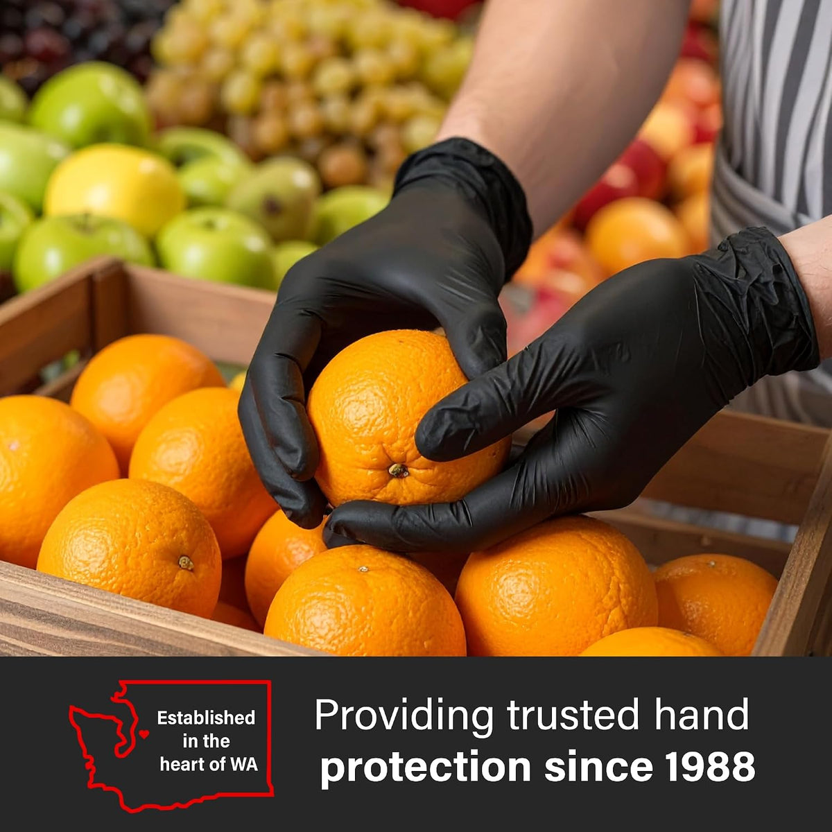 GLOVEWORKS Black Nitrile Gloves 5 Mil Disposable for Food Service, Cooking, Professional Cleaning, Size XL, Box of 100