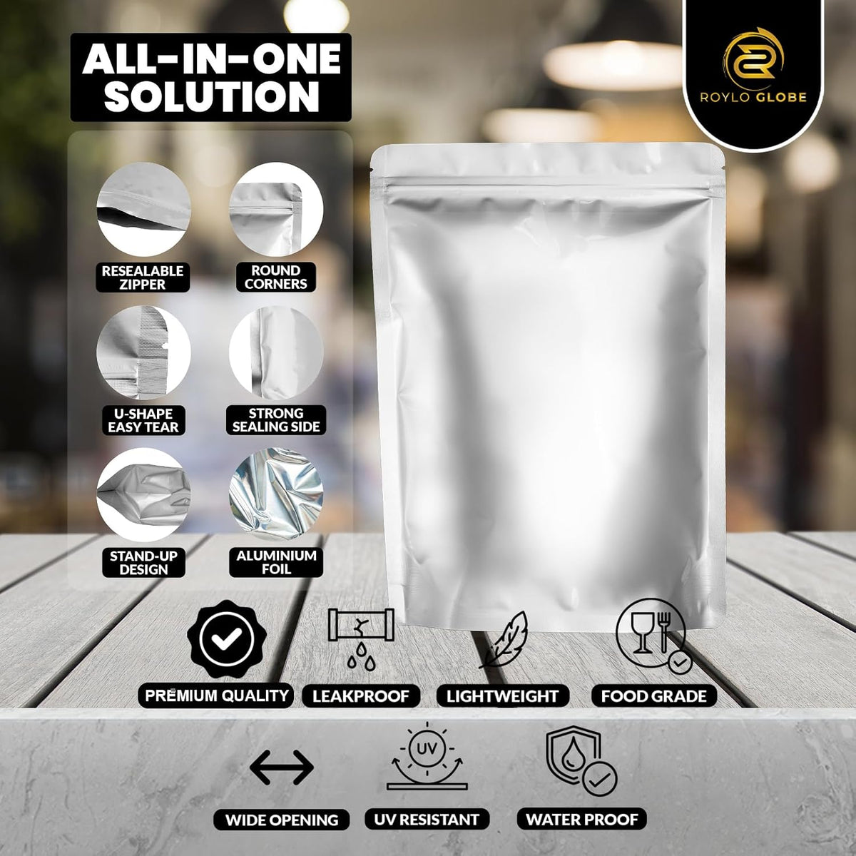 160 Mylar Bags with 160 Oxygen Absorbers-196 Labels & Stand-Up Reusable