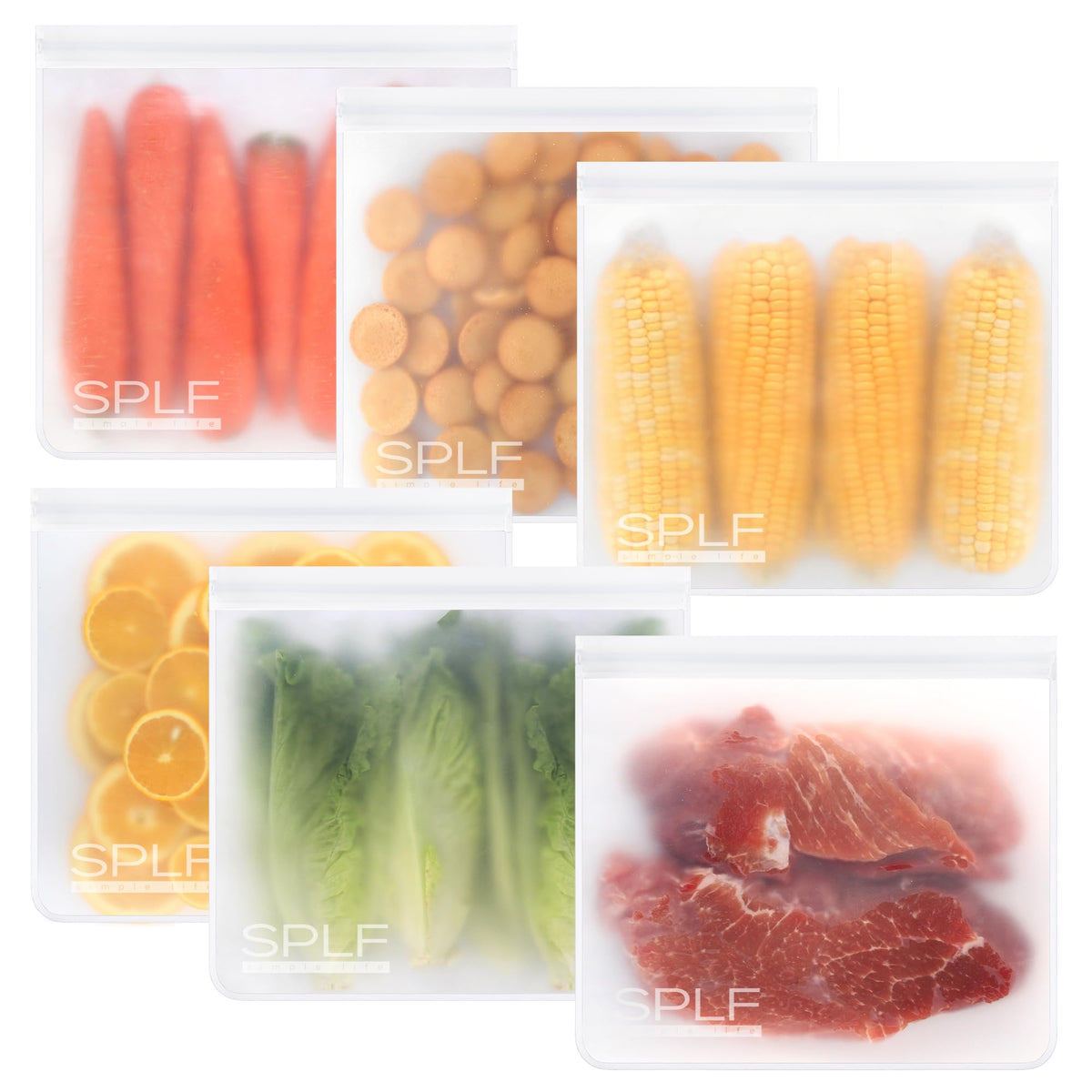 SPLF 6 Pack Reusable Gallon Freezer Bags Dishwasher Safe, Gray
