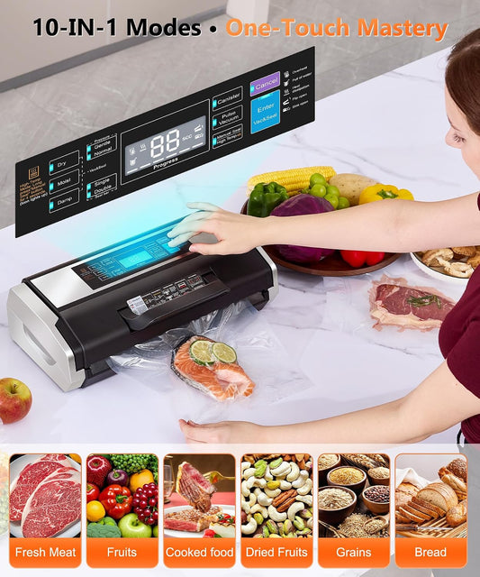 95KPa 10-in-1 Commercial Vacuum Sealer Double Heat Seal Device
