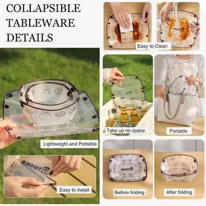 Collapsible Bowl Set,Portable Camping Tableware,Food Grade Material Free Folding Bowl for Outdoor Camping Hiking Family Picnic Trips,4 pieces,7×5.5×3.5 Inches
