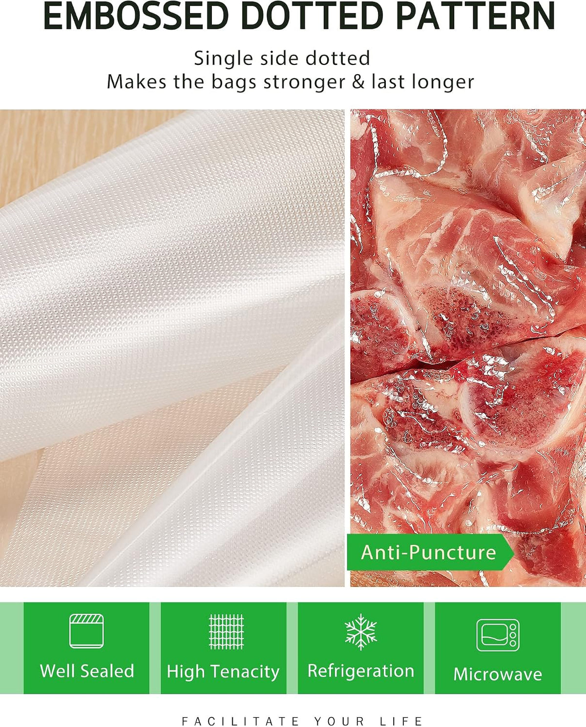 Syntus 11" x 150' Vacuum Sealer Bags Rolls Keeper with Cutter Dispenser