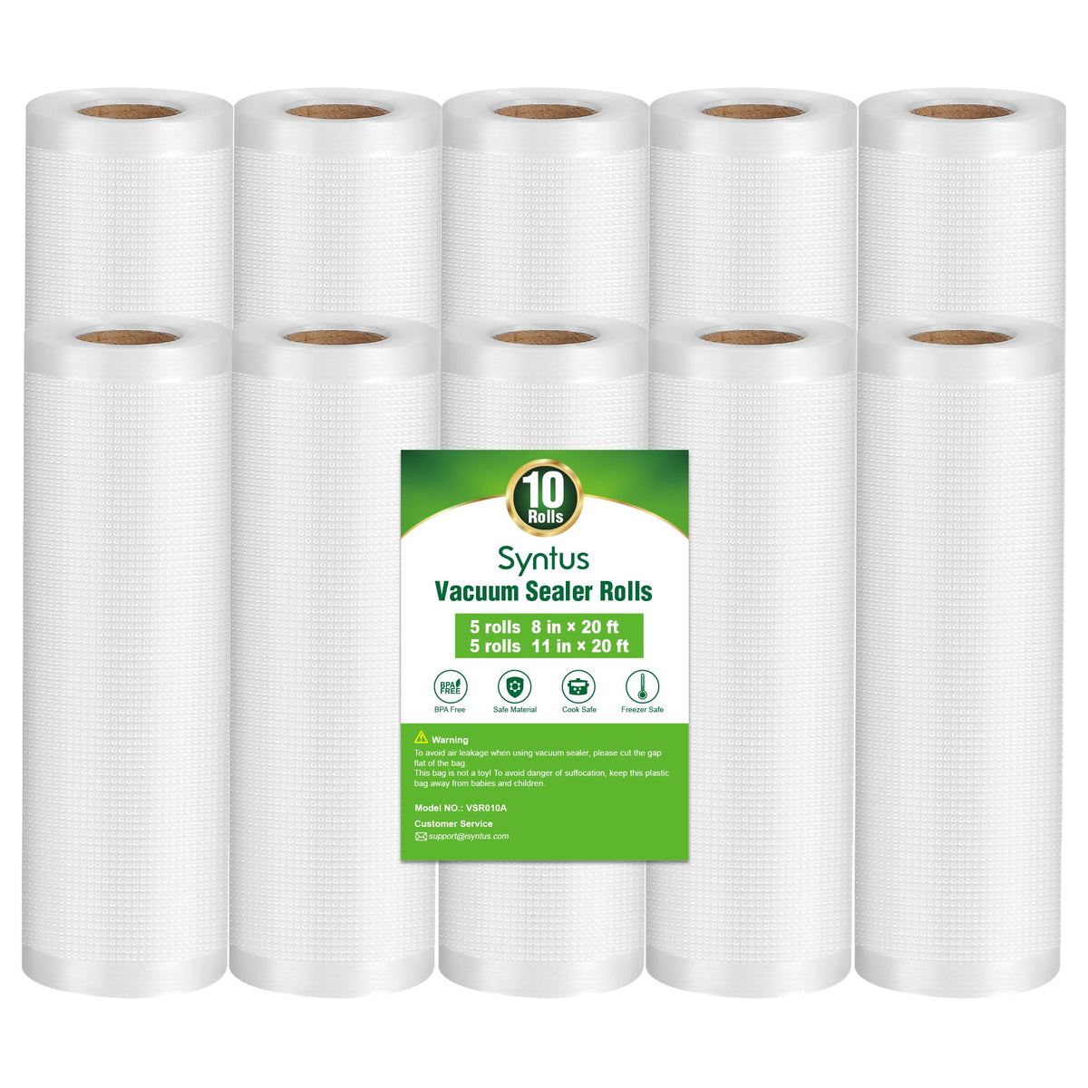 Syntus Vacuum Sealer Bags for Food, 3 Rolls 11" x 20' and 3 Rolls 8" x 20'