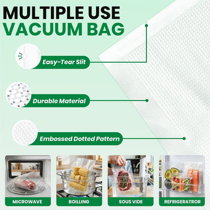 FUNFERY 100 PCS Precut Vacuum Sealer Bags for Food 11"x16"/8"x12"/6"x10"