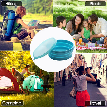ME.FAN Silicone Collapsible Bowls - Silicone Folding Travel Bowl with Lids - Expandable Food Storage Containers Set - Portable, [27oz]