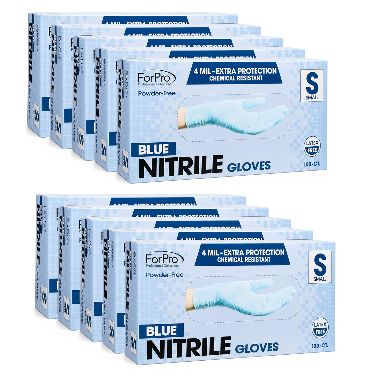 ForPro Disposable Nitrile Gloves, Chemical Resistant, Powder-Free, Latex-Free, Non-Sterile, Food Safe, 4 Mil