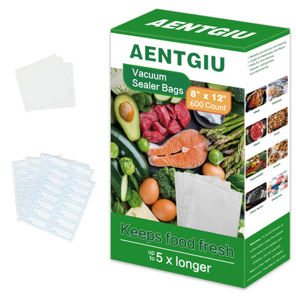 AENTGIU 200 Precut Vacuum Sealer Bags For Food, 8x12 Inch Thick BPA-Free