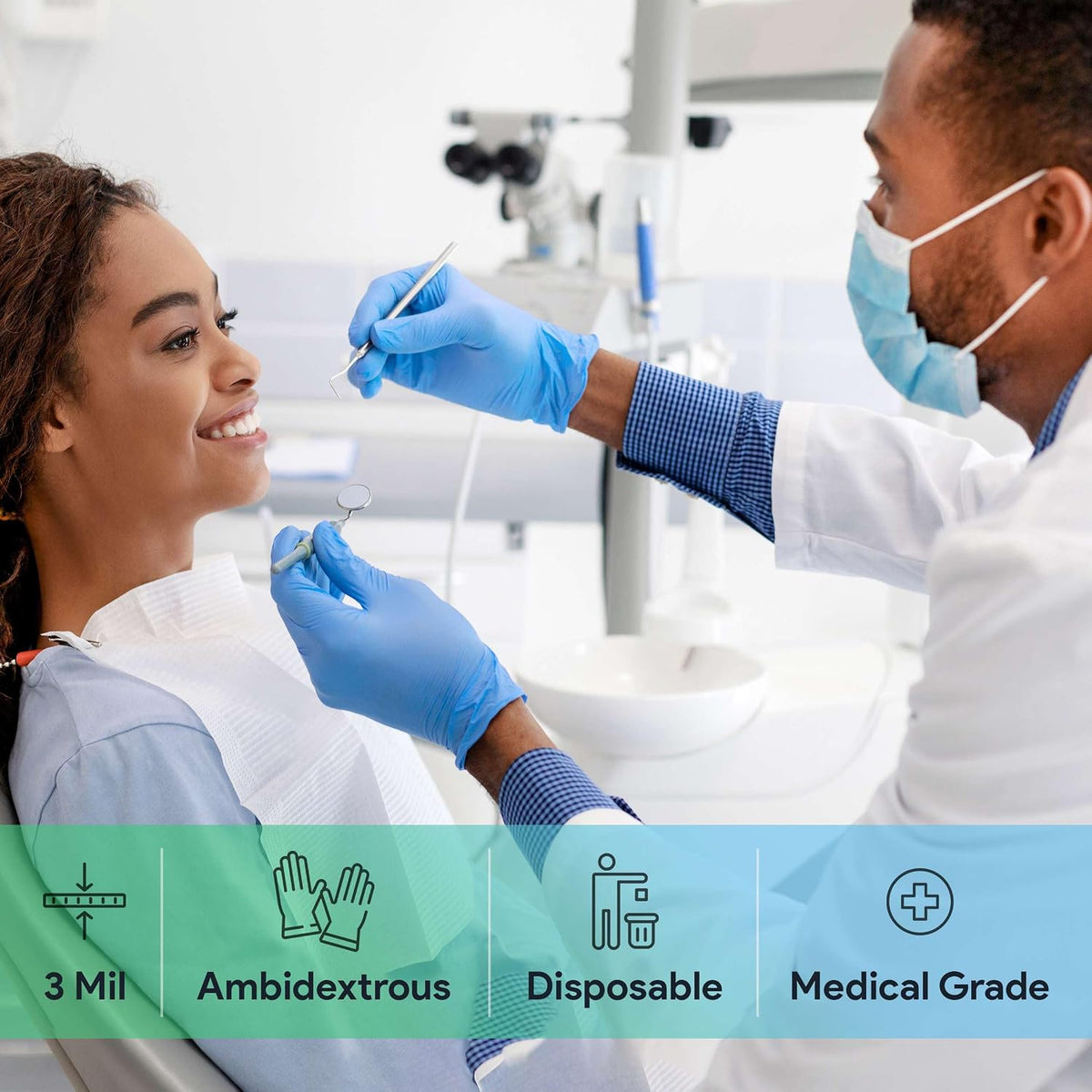FifthPulse Blue Disposable Nitrile Exam Gloves Large 1000 Count - Medical Grade, 3 Mil, Textured Tips, Food Safe, Latex Free, Powder Free for Cleaning, Cooking, Medical Use - Case of 10 Boxes of 100