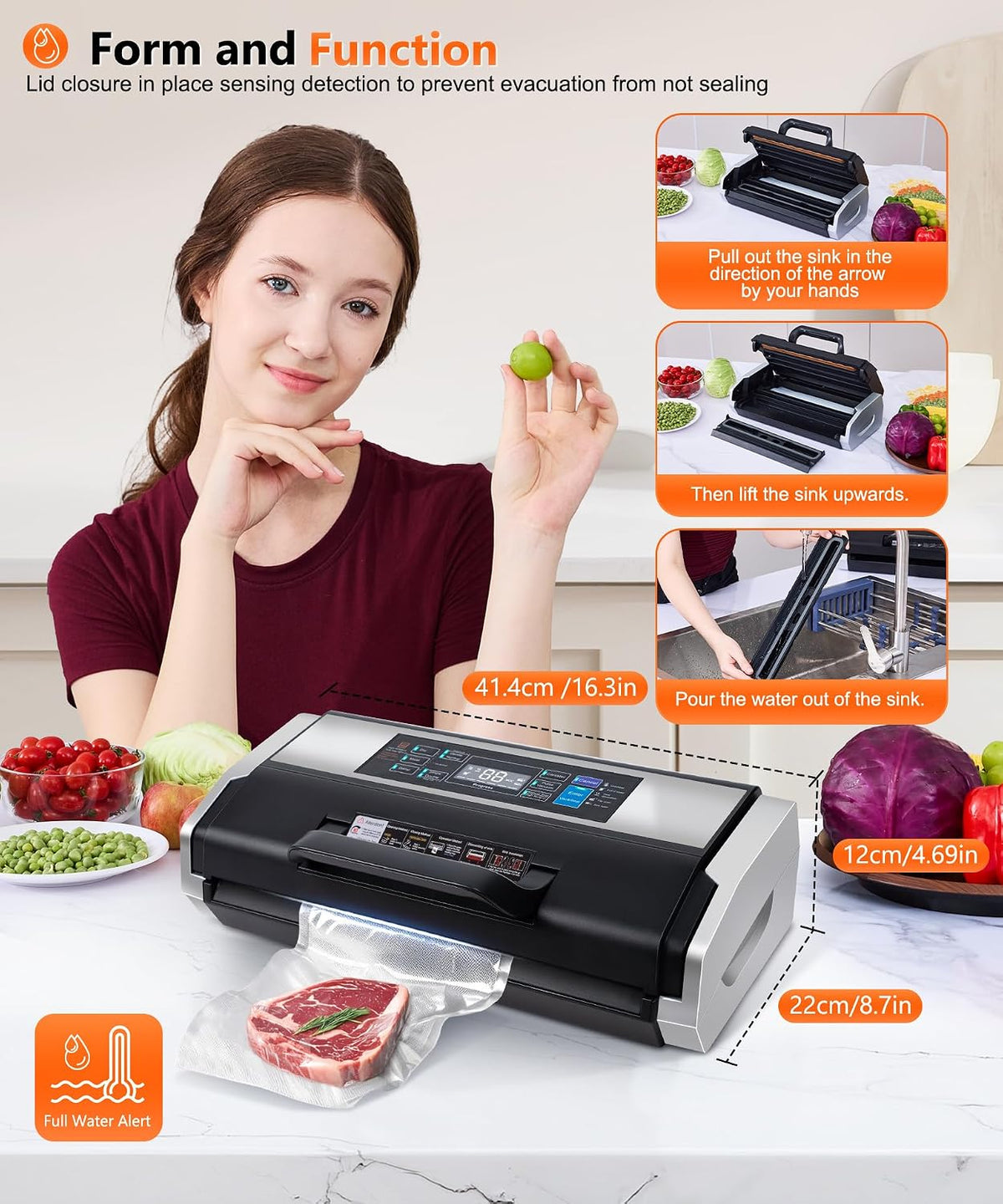 95KPa 10-in-1 Commercial Vacuum Sealer Double Heat Seal Device