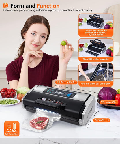 95KPa 10-in-1 Commercial Vacuum Sealer Double Heat Seal Device