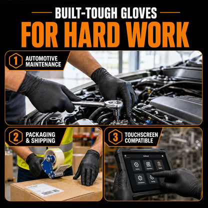 Nitrile Gloves HEAVY DUTY 7 Mil Disposable Rubber Black Gloves Medium