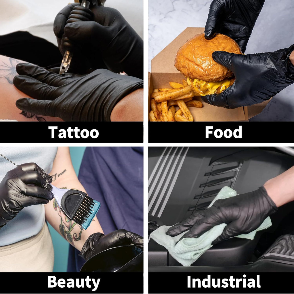 Basic Disposable Medical Synmax Vinyl Exam Gloves- 4 mil Safty Glove 1000pcs - Latex-Free & Powder-Free - SGBE 8002, Medium (Case of 1000, Black)