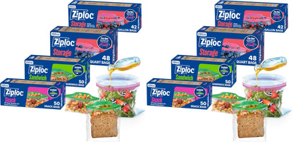 Ziploc Food Storage & Sandwich Bags Variety Pack, 190 Total Bags