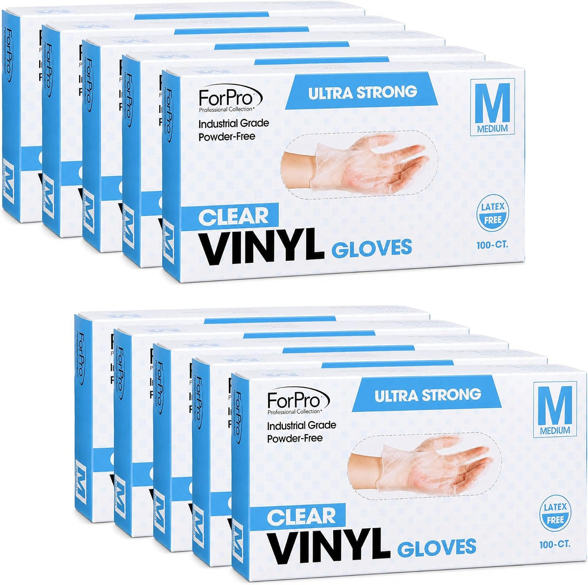 ForPro Disposable Vinyl Gloves, 3.9 Mil, Powder & Latex-Free, Food Safe