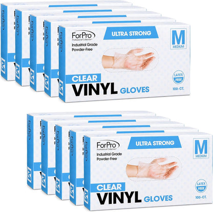 ForPro Disposable Vinyl Gloves, 3.9 Mil, Powder & Latex-Free, Food Safe