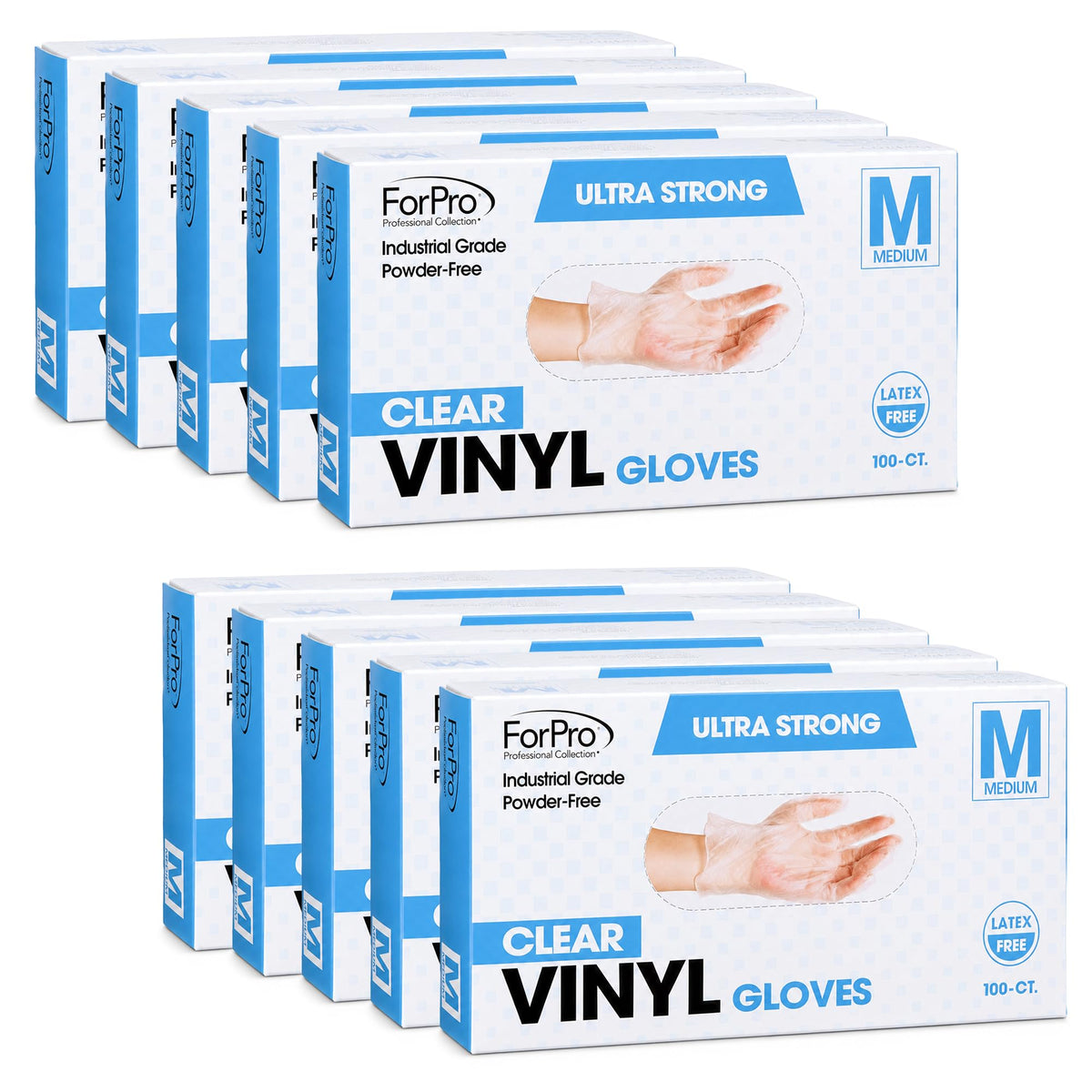 ForPro Disposable Vinyl Gloves, 3.9 Mil, Powder & Latex-Free, Food Safe