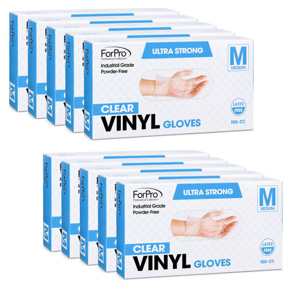 ForPro Disposable Vinyl Gloves, 3.9 Mil, Powder & Latex-Free, Food Safe