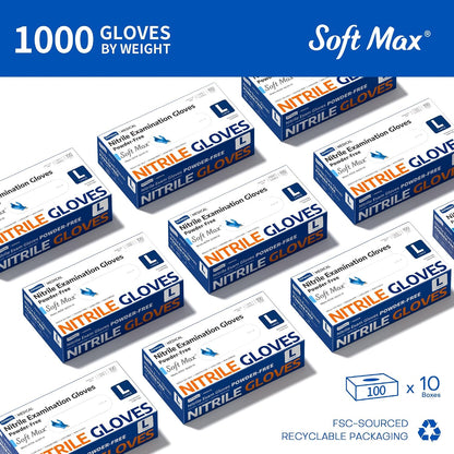 Supmedic Medical Soft Max Nitrile Exam Disposable Gloves Powder-Free 1000Ct