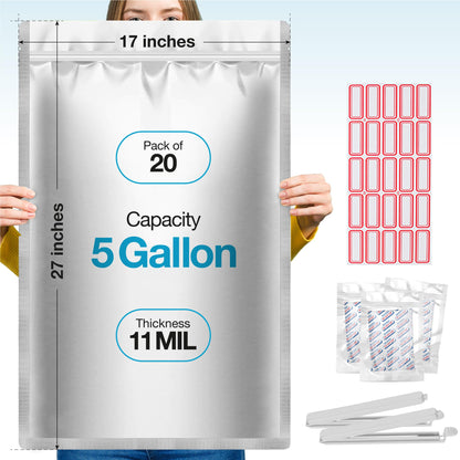 5x8 Mylar Bags for Food Storage - Pack Of 100-7.5mil Thickness
