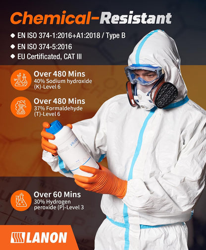 LANON 8mil Orange Disposable Nitrile Gloves,Mechanic,Heavy Duty,Large