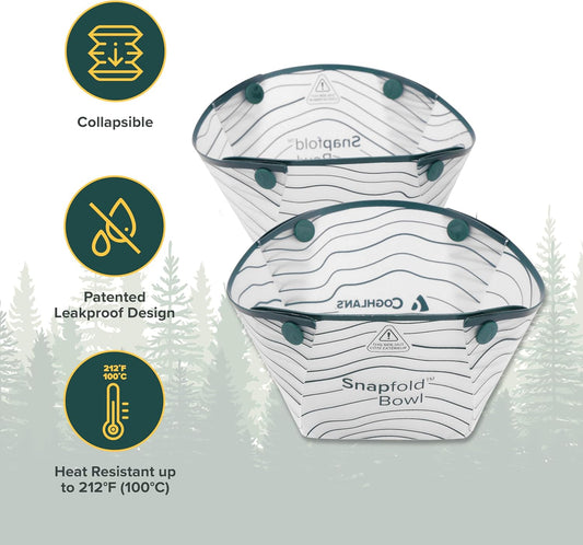 Coghlan's Snapfold™ Bowls 2-Pack – Collapsible, Lightweight and Leakproof for Camping, Hiking, Travel, Picnics, and Outdoor Adventures, BPA-Free, Foldable Space-Saving Design for Easy Storage