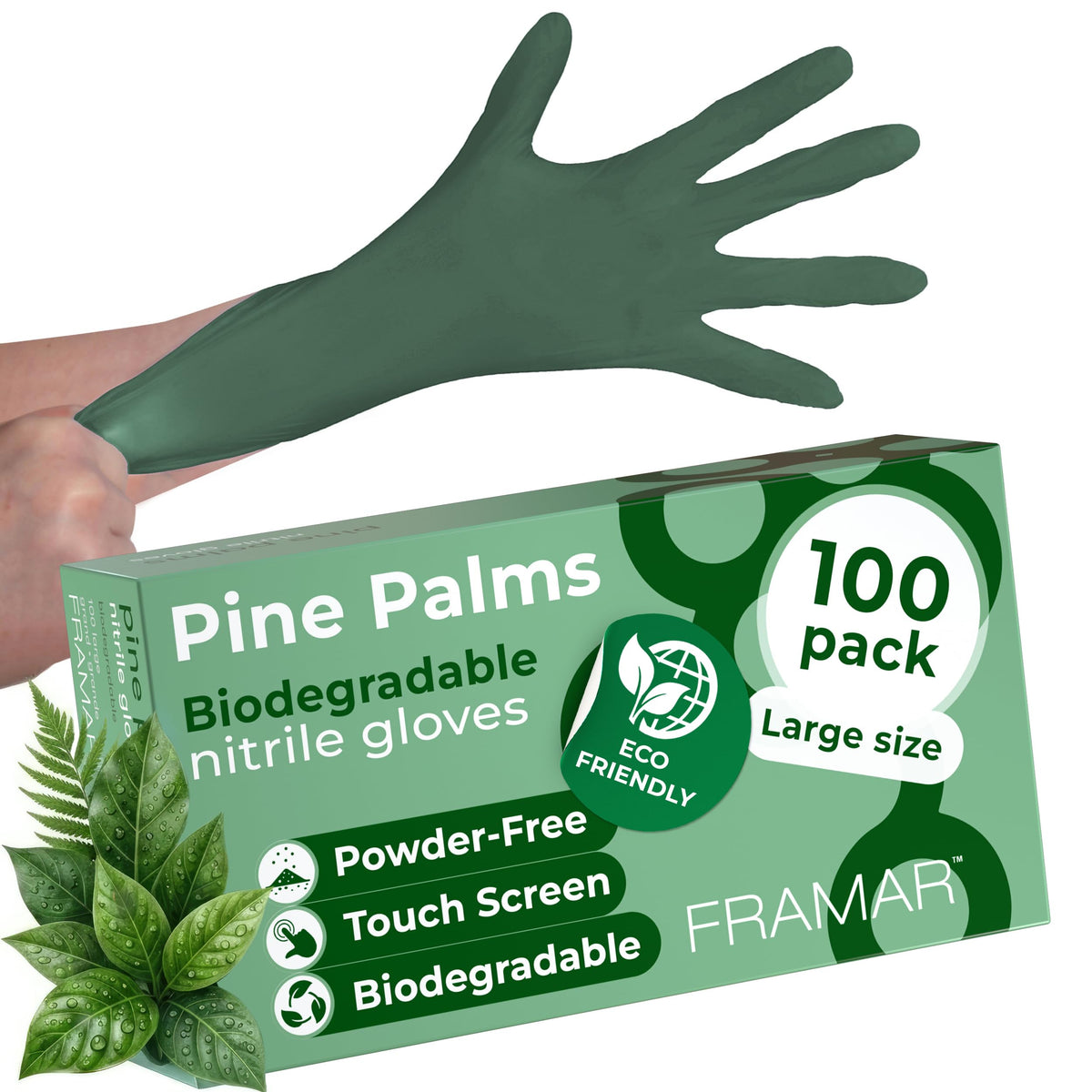 FRAMAR Green Gloves Disposable Latex Free, Heavy Duty Nitrile Gloves Medium