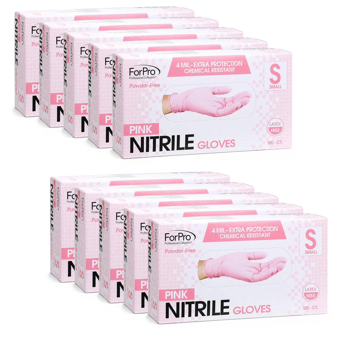 ForPro Disposable Nitrile Gloves, Chemical Resistant, Powder-Free, Latex-Free, Non-Sterile, Food Safe, 4 Mil