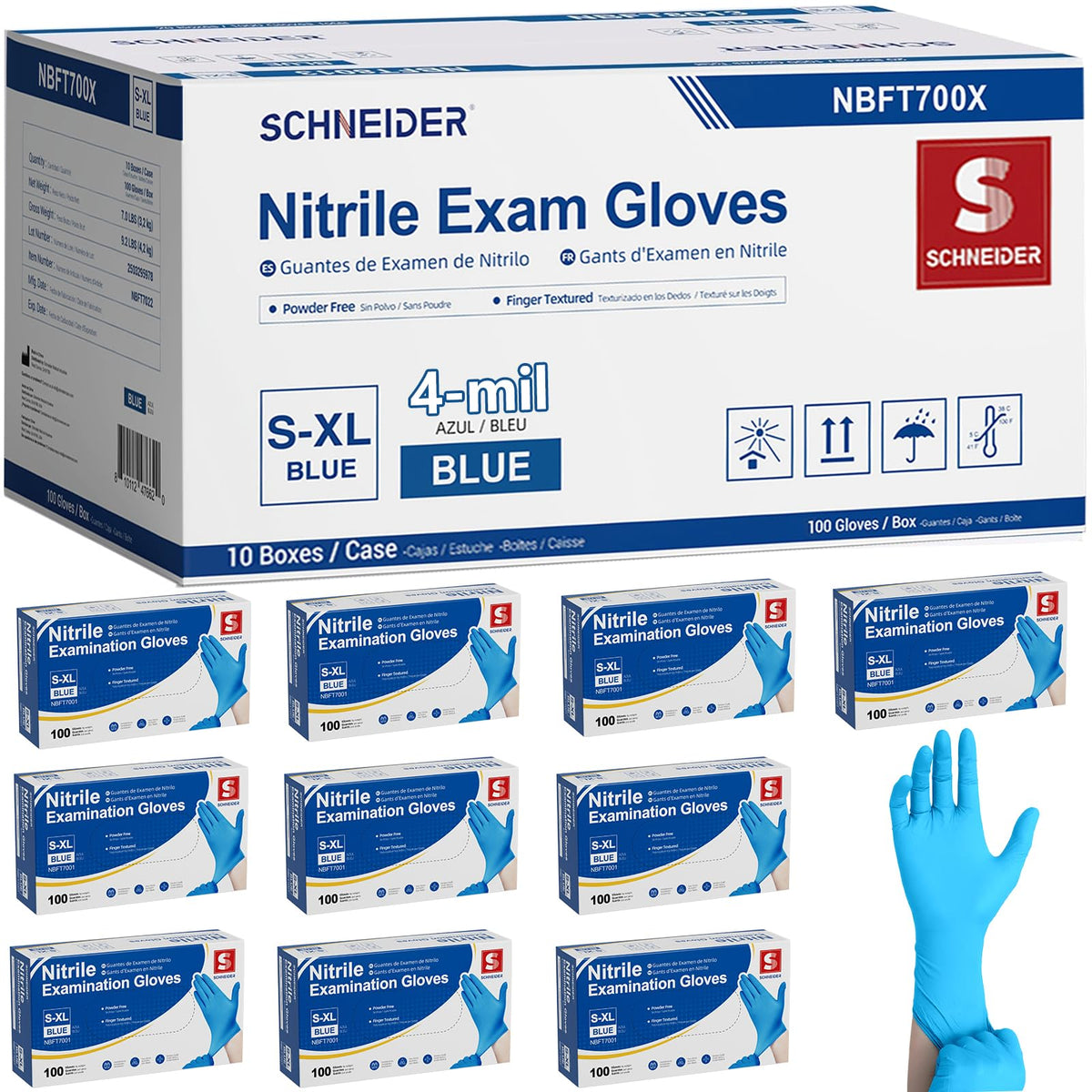 Schneider Nitrile Gloves, Gloves Disposable Latex Free, Powder Free