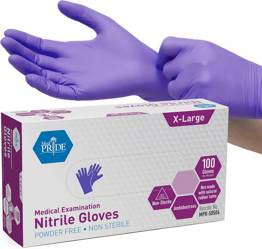 MedPride Powder-Free Nitrile Exam Gloves, X-Large (Pack of 100)