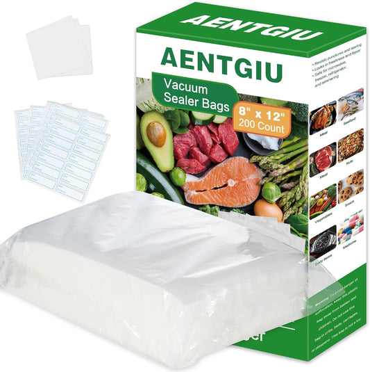 AENTGIU 200 Precut Vacuum Sealer Bags For Food, 8x12 Inch Thick BPA-Free