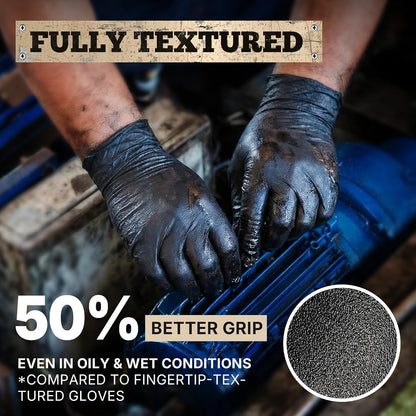 TitanFlex Heavy Duty Black Nitrile Gloves, 5 Mil, Fully Textured, Mechanic Disposable Gloves, Latex Free & Powder Free 100 ct (L)