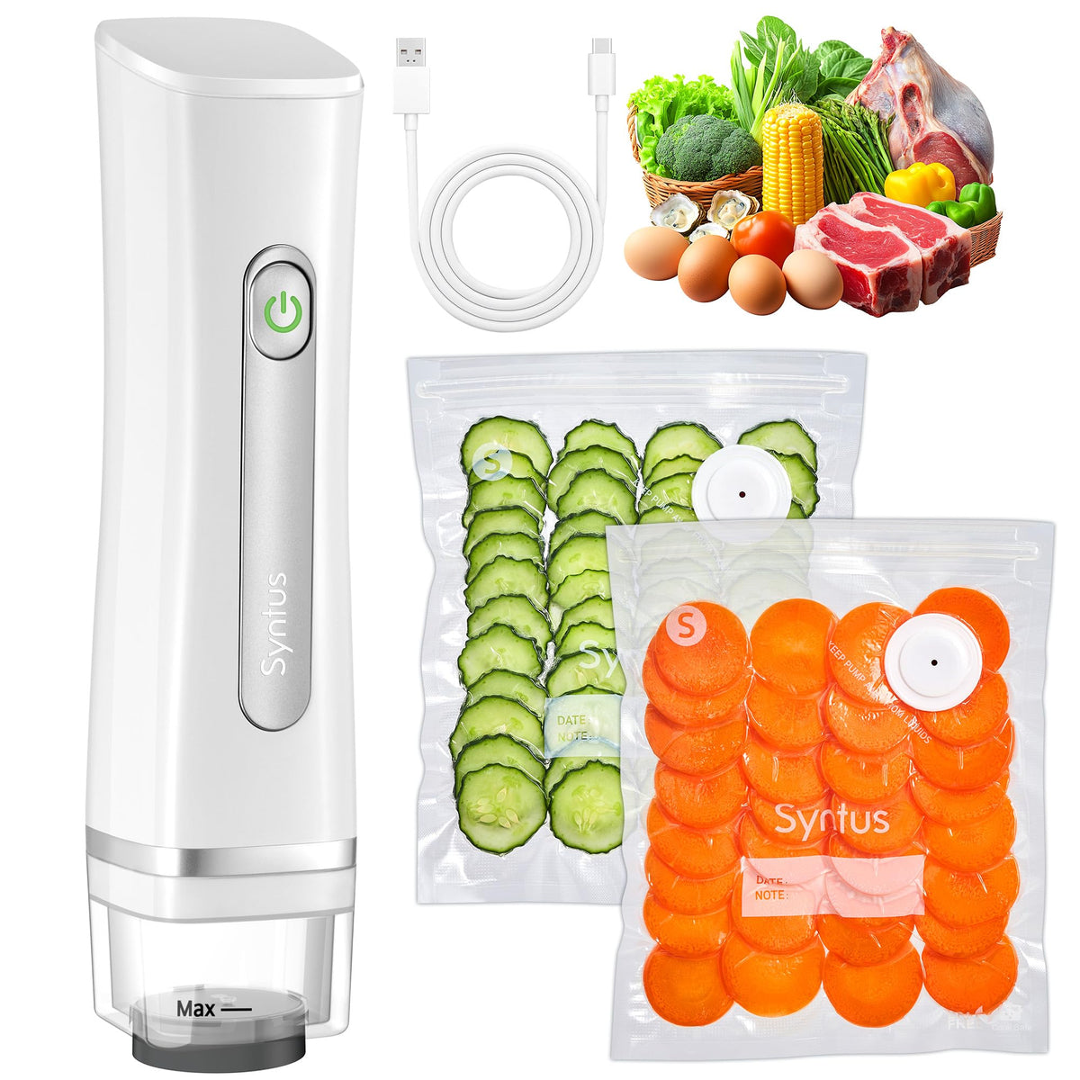 Syntus 40 Pcs Reusable Vacuum Sealer Bags for Food, S+M+L+XL