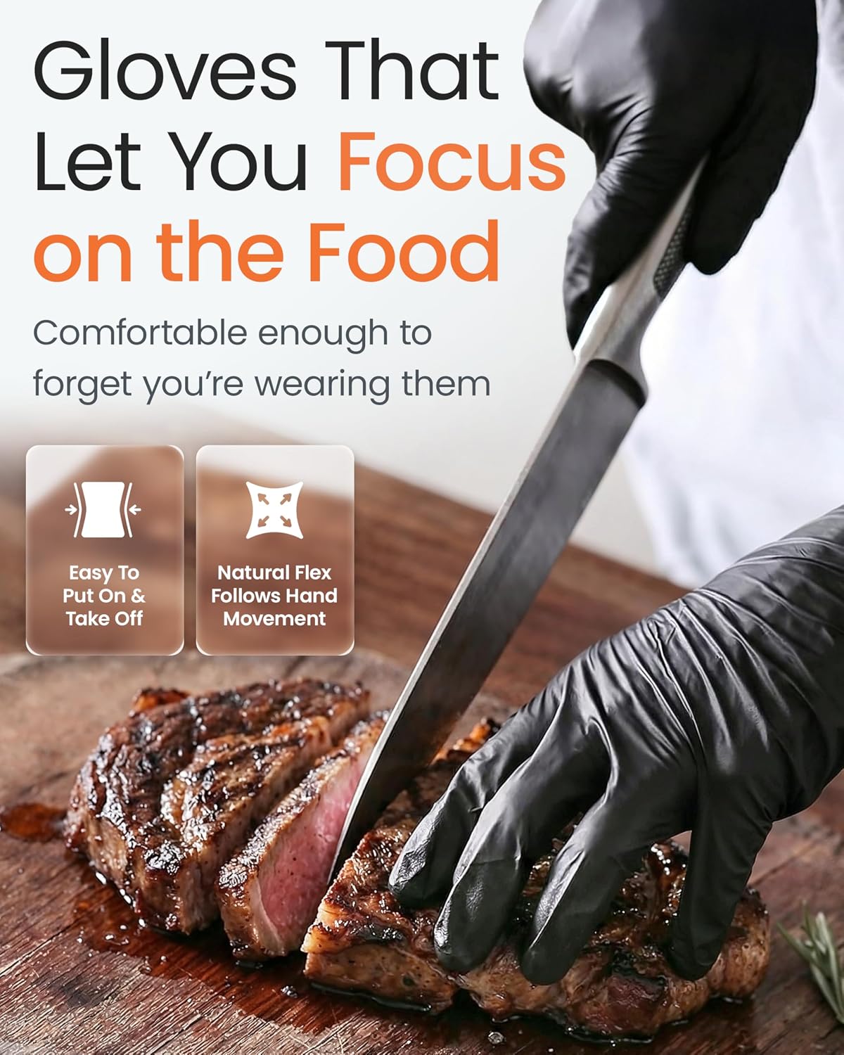 5 Mil Black Nitrile Gloves for Food Prep - Textured Food Prep Gloves - Food Handling Gloves Disposable Latex Free