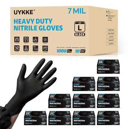 Nitrile Gloves HEAVY DUTY 7 Mil Disposable Rubber Black Gloves Medium