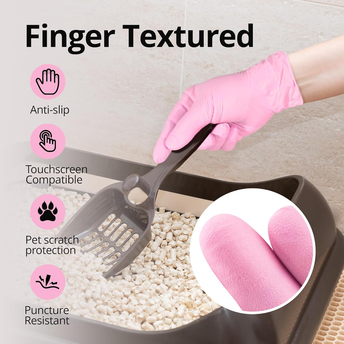 SwiftGrip Pink Nitrile Gloves, 3-mil, Industrial Gloves Disposable Latex Free, for Cleaning & Esthetician, Rubber Powder-Free, 100-ct Box (Medium)