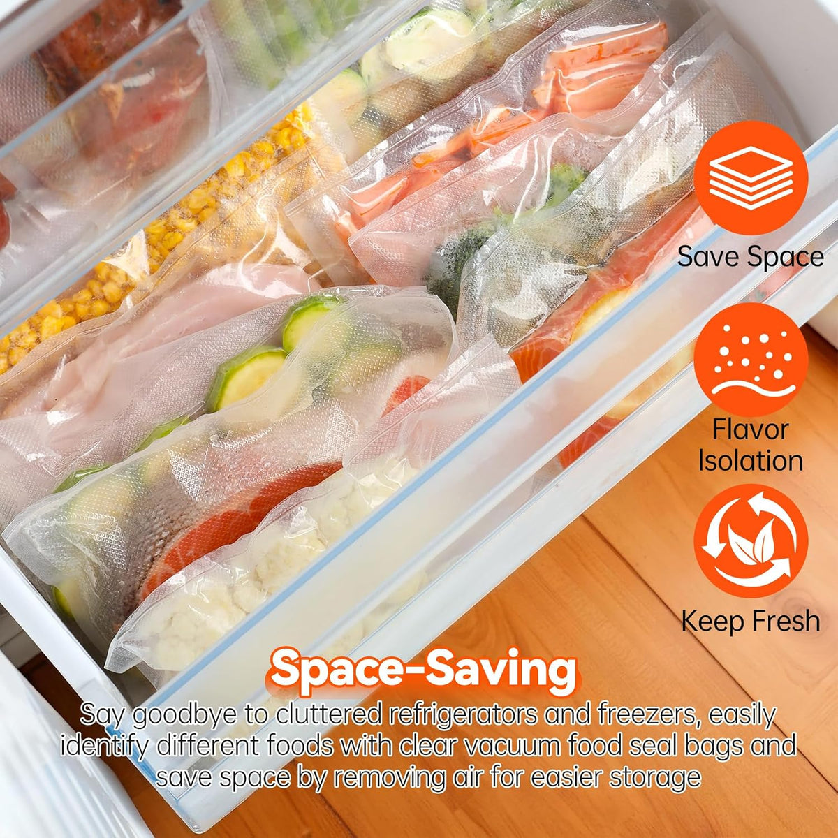 Upright Food Vacuum Sealer Bags Compatible with InstaSeal