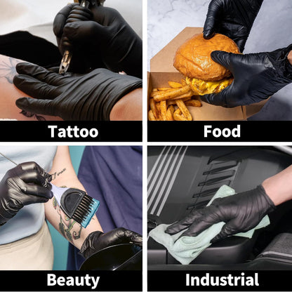 Jointown Vinyl Exam Gloves- 4 mil Safty Glove Latex-Free & Powder-Free, (Case of 1000, Black),S/M/L/XL