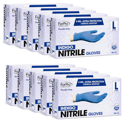 ForPro Disposable Nitrile Gloves, Chemical Resistant, Powder-Free, Latex-Free, Non-Sterile, Food Safe, 4 Mil