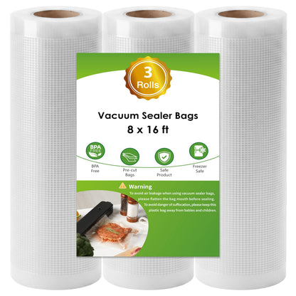 Vacuum Sealer Bags for Food Storage, 6 Rolls 11" x 20', Cut-to-Size Bags